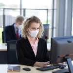 office worker wearing mask